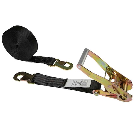 Us Cargo Control 2" x 27' Black Ratchet Strap w/ Flat Snap Hooks 5027FSH-BLK